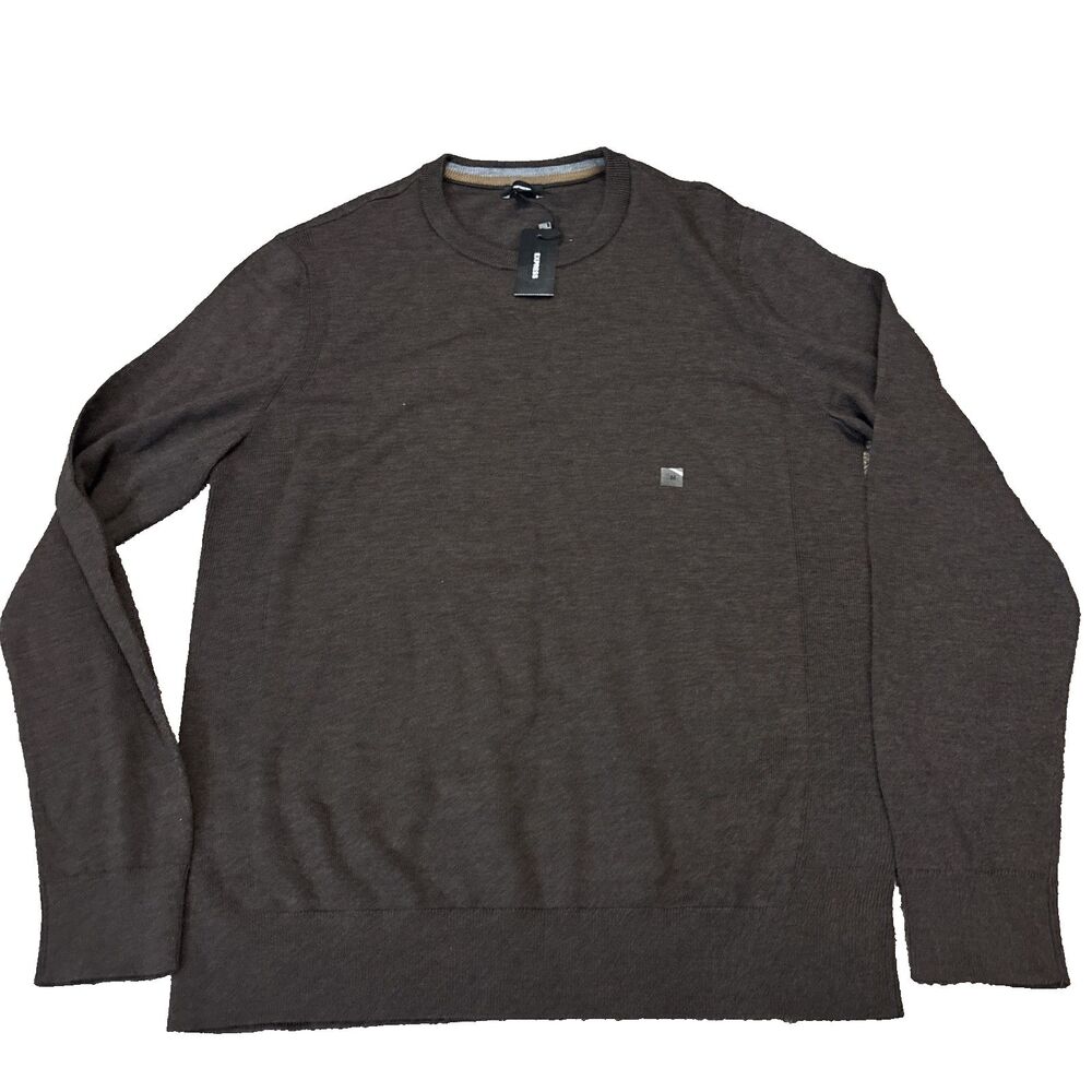 NWT Express Modern Fit Merino Wool Sweater Mens M Brown Long Sleeve New